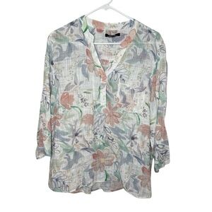 CHARLIE B Women's Floral Printed 3/4 Sleeve Gauze Blouse Size XL